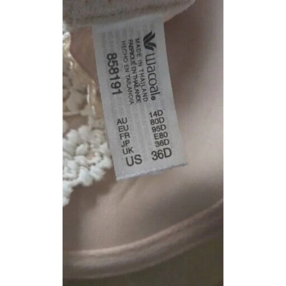 Wacoal Embrace Lace Push Up Bra 858191 Sand Beige Size 36D - Picture 5 of 5